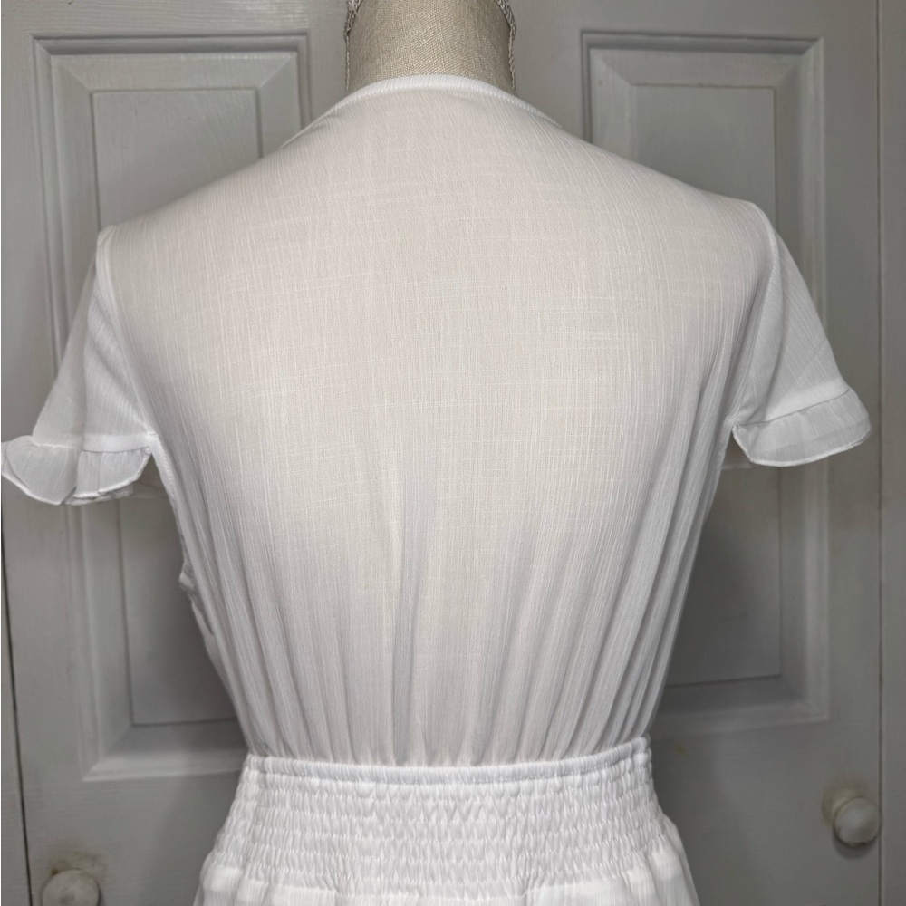 Tie-Front Mini Dress with Smocked Waist L - Picture 8 of 10